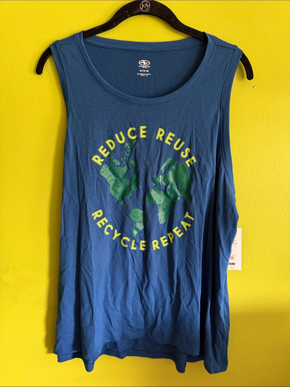 NWT Athletic Works Blue Graphic Tank Top Activewear Yoga Workout Jog Size XL
